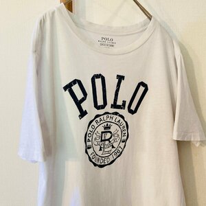 POLO　RALPH LAUREN　ラルフローレン　ロゴ デザイン　プリント Tシャツ　ホワイト/白　L/G（14-16）