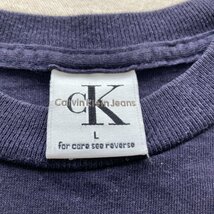 CALVIN KLEIN Jeans　カルバンクライン　Made in USA製　ロゴ プリント Tシャツ　ネイビー　L（子ども用） rn# 36009_画像4