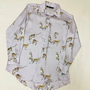 ZARA　ザラ　モロッコ製　ロングスリーブ　シャツ　アニマル柄　パープル/紫系　S　RN 77302