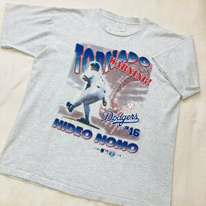 希少 90s　Dodgers　背番号 16　 HIDEO NOMO　野茂英雄　TORNADO　MIRO Classics　Tシャツ　グレー　L