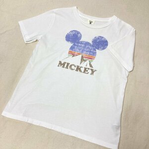 Disney　MICKEY　イラスト プリント　Tシャツ　ホワイト/白　M　241-314303（92-01）