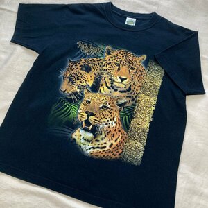 Rain forest Cafe　USA製　アニマル プリント Tシャツ　ブラック/黒　S（大きめ）