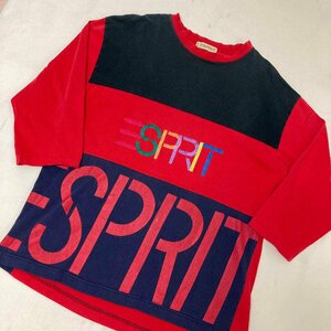 SPRIT　ロゴ刺繍/プリント　ロングスリーブ　Tシャツ　レッド/赤系