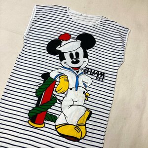 MICKEY/ミッキーマウス　GUAM U.S.A.　キャラクター 前後 プリント　ノースリーブ Tシャツ　ホワイト/白　FREE SIZE