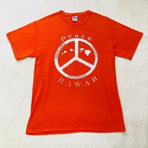 GILDAN　peace　プリント Tシャツ　オレンジ　M