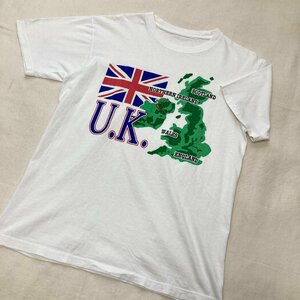 U.K.　英国国旗　プリント　Tシャツ　ホワイト/白