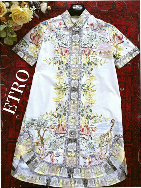 格安セール☆未使用 ETRO エトロ 洗練 ゆったり チュニック 夏 ロングシャツ ワンピース 人気 体型カバー