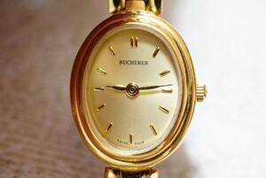 x39 BUCHERER/ブヘラ ゴールドカラー レディース 腕時計 ブランド ヴィンテージ アクセサリー クォーツ ブッフェラー スイス 時計