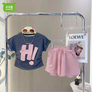 キッズ 子供服 セットアップ 上下セット Tシャツ+パンツ 2点セット 夏 女の子 tシャツ 半袖 ハーフパンツ ベビー服 KSFC018(2色90-150)