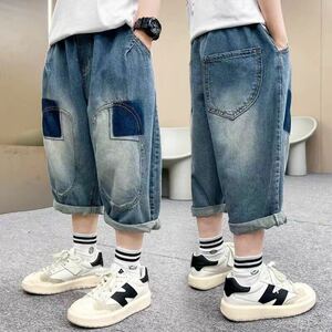  Denim pants short pants summer child clothes man thin 7 minute height Denim short pants casual Denim easy KTFC015(120-170)