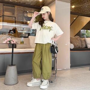 キッズ 子供服 セットアップ 上下セット Tシャツ+パンツ 2点セット 夏 女の子 ジュニア tシャツ 薄手 半袖 虫よけKSFC020(4色90-170)