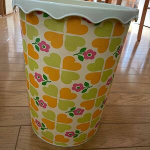 昭和レトロ　花柄　ゴミ箱　サンコープラスチック　31センチ　レトロポップ　オレンジ