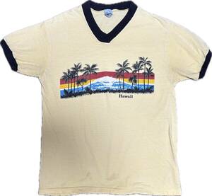 80s THEKNiTS リンガーTシャツ ハワイ Hawaii Lサイズ シングルステッチ ヴィンテージ 検索用 40s 50s 60s 70s 90s 