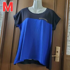 INGNI【M】黒×青色背部十字架レースデザインAラインカットソー