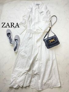 ZARA ザラ★タグ付き未使用★定価13590★コットン100% カットワーク エンブロイダリー刺繍 ロング フレアワンピース★白 Sサイズ yz0560