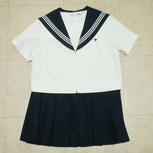 4630　一宮商業高セーラー服/紺襟白3本ライン上下/11号/ウエスト63/丈57/夏服/半袖/女子/JK/JC/匿名配送