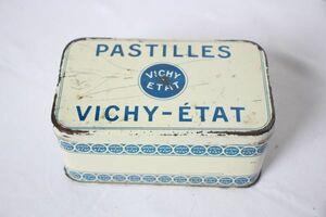 フランス アンティーク 古い缶 ティン缶 VICHY 古いパスティーユの缶