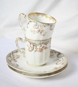  France antique LIMOGES roasting old ceramics. small cup .. plate. set C&S2 customer set beautiful goods 