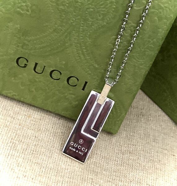 【即決/送料込み】美品 GUCCI/グッチ Gロゴ/プレート ネックレス/ペンダント(チェーン50cm)