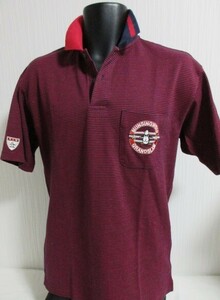 #61 short sleeves # man # not yet arrived Munsingwear Men's polo-shirt /SA( absolute size M~ corresponding )/ dark blue x red / border / thick . taste /....