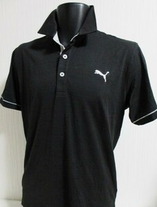 *15 короткий рукав * мужчина # не прибывший Puma GOLF Men's рубашка-поло /M/ чёрный /....* тканый имя Logo 