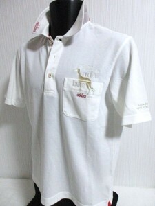 ■4半袖■男■アダバット Men'sポロシャツ/USED/46(Ｍ相当)/生成/刺しゅう