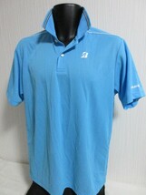 ■19半袖■男■未着ブリヂストンGOLF TOUR B Men'sポロシャツ/Ｌ/水色/ラバープリントロゴ_画像1