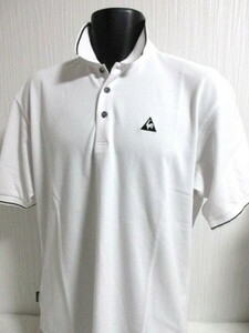 ■85半袖■男■ルコック Men'sポロシャツ/USED/ＬＬ/生成/刺しゅうロゴ