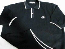 ■39半袖■男■着浅ブラック＆ホワイト Men's麻混サマーポロセーター/USED/ＬＬ/黒/刺しゅうロゴ_画像3