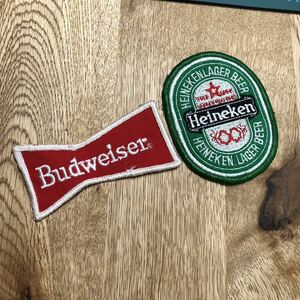 ★バドワイザー Budweiser ハイネケン Heineken 刺繍 ワッペン パッチ 企業 ドリンクビール メーカー ビンテージ USA