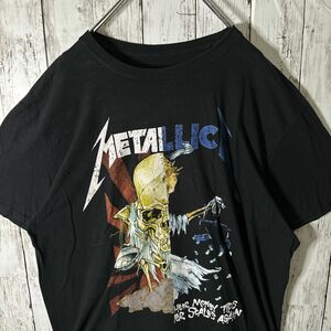 メタリカ METALLICA バンド バンドTシャツ Tシャツ 半袖 ブラック 黒　リメイク風　パスヘッド　 ロック　古着　