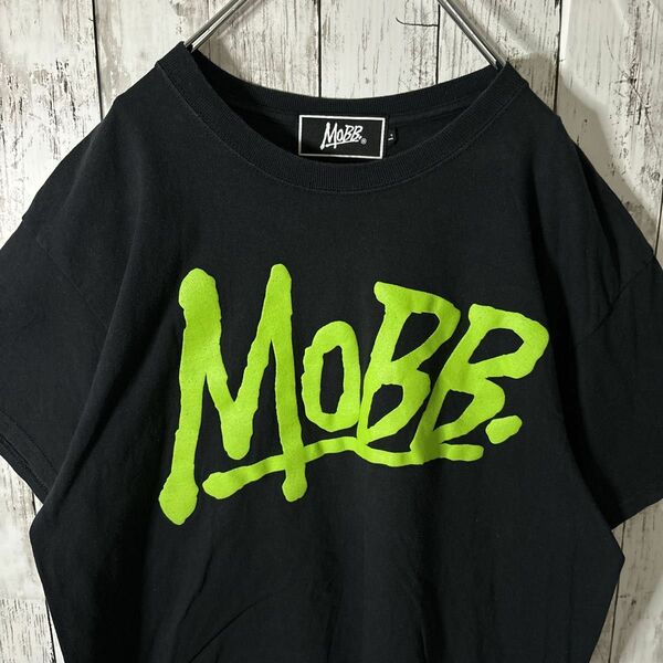 MOBB モブ 半袖Tシャツ 黒 半袖 ブラック　ストリート　センターロゴ　デカデザイン　ユニセックス　古着　