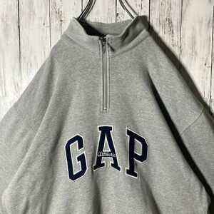 【稀少】　オールドGAP ハーフジップスウェット　センターロゴ刺繍　ユニセックス トレーナー スウェット ビンテージ 90s 