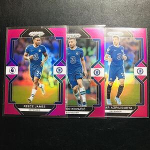 Chelsea Pink ×3 / 2022-23 Panini Prizm Premier League SOCCER #/199 Reece James チェルシー 199シリ カード 3枚 リース・ジェームズ