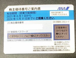 支払い後5分以内通知　ANA 株主優待券 1枚　有効期限：2024年5月31日