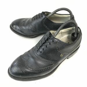 Vintage★MUNSING WEAR/マンシングウェア★スチールスパイク/ゴルフシューズ【25.5/黒/BLACK】日本製/フルブローグ/ウイングチップ◆pH-164