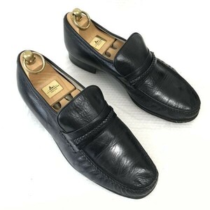 60s-70s?/ Vintage *Jarman MOCCASIN/ german * натуральная кожа / Loafer / мокасины [24.5EE/ чёрный /BLACK] туфли без застежки / бизнес /dress shoes*pF-93