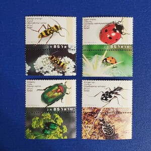 イスラエル切手★1994年　昆虫４種　タブ付き　未使用切手