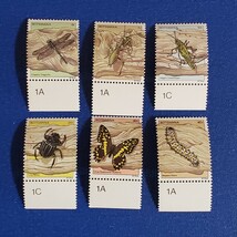 ボツワナ★1981年　昆虫６種　未使用切手　蝶　トンボ　カマキリなど_画像1