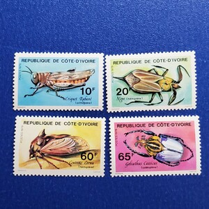 コートジボワール★1978年　昆虫４種　未使用切手