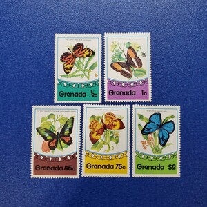 グレナダ★1975年　蝶５種　未使用切手