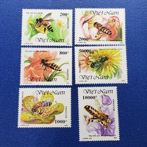 ベトナム★1993年　ミツバチ蜜蜂６種　未使用切手