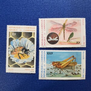 カメルーン共和国★1986年　昆虫３種　未使用切手