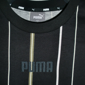 送185円/新品【PUMA】プーマ♪メンズ◆MODERN BASICS ストライプTシャツ M ブラックの画像2