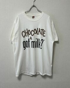 90's got milk? CHOCOLATE VINTAGE ビンテージ 企業 プロモーション Tシャツ 白 ハーゲンダッツ Apple ibm maxell google USA製 XL 