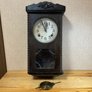 TRADE MARK 柱時計 アンティーク 振り子時計 古時計 昭和レトロ 掛時計 ゼンマイ式 u896