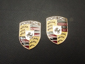  new goods Porsche metal aluminium sticker 2 pieces set /19/ decal seal emblem custom 