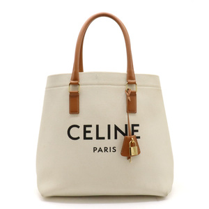 CELINE セリーヌ ホリゾンタル カバ トートバッグ キャンバス レザー ナチュラル タン