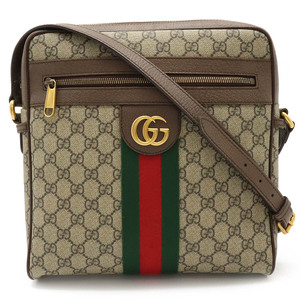 GUCCI グッチ オフィディア GGスプリーム ショルダーバッグ 斜め掛け PVC レザー カーキベージュ ダークブラウン 茶