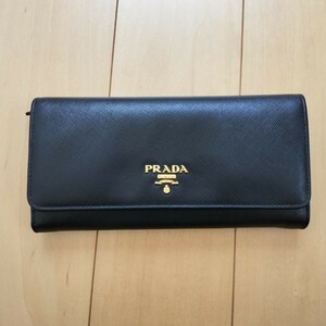 【難あり】プラダ PRADA 長財布 サフィアーノ 黒 サフィアーノレザー レザー 財布 ブラック